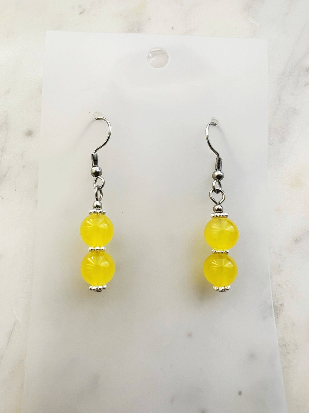 Sunshine Yellow Vintage Glass Bead Earrings
