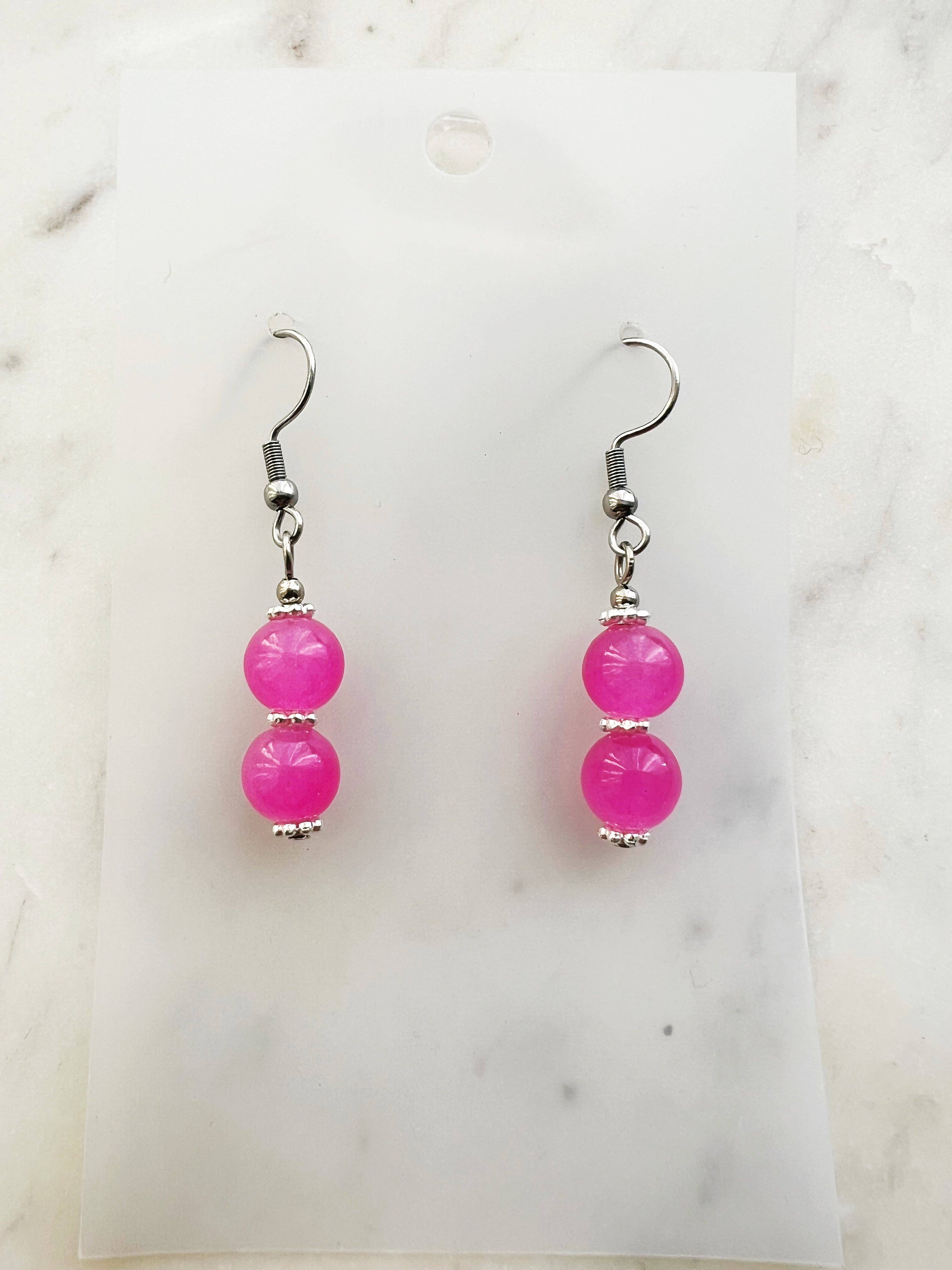 Candy Pink Vintage Glass Bead Earrings