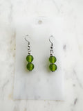 Frosted Green Vintage Glass Bead Earrings