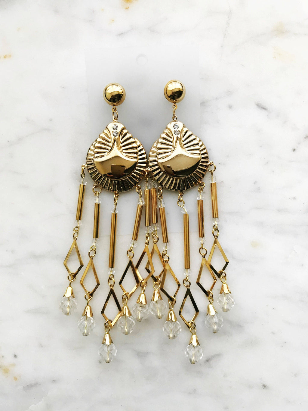 80s Large Gold Dangle Earrings
