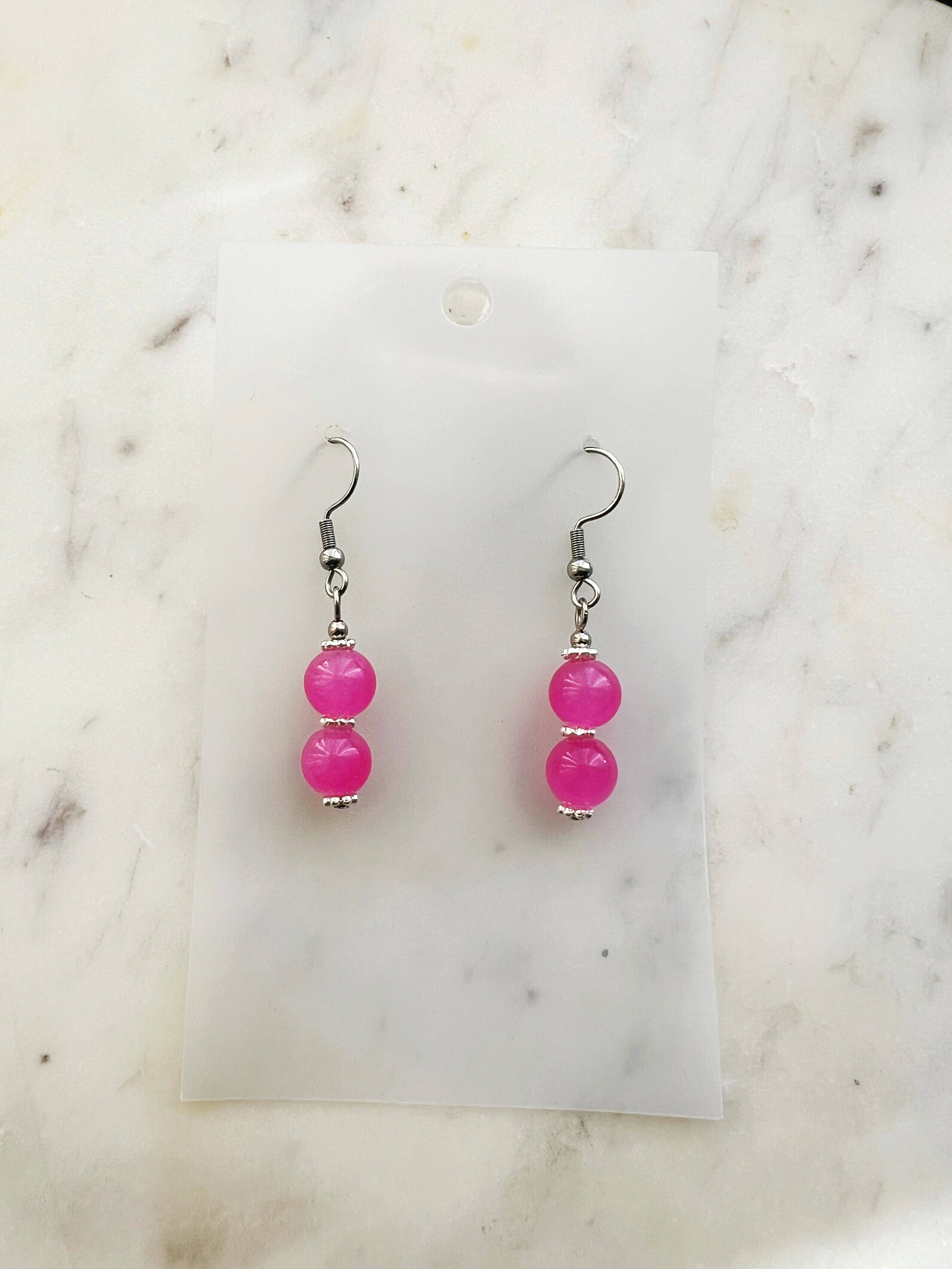 Candy Pink Vintage Glass Bead Earrings
