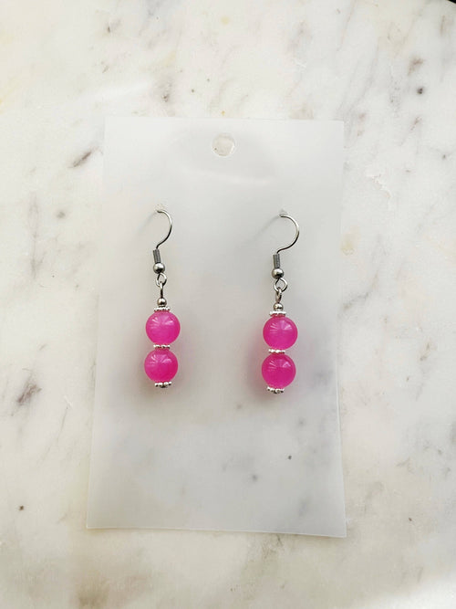 Candy Pink Vintage Glass Bead Earrings