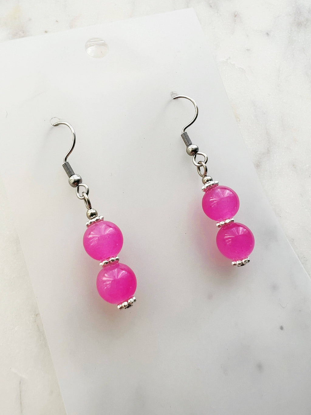 Candy Pink Vintage Glass Bead Earrings