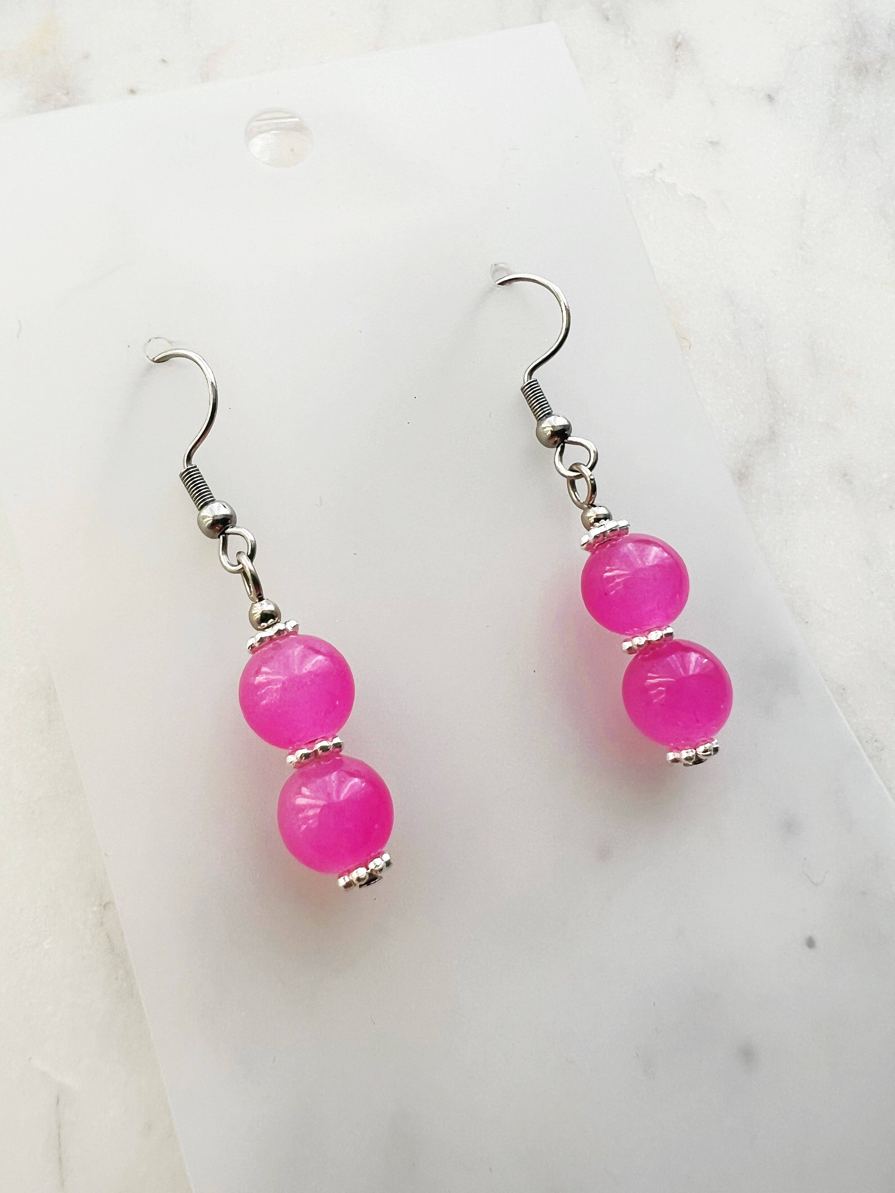 Candy Pink Vintage Glass Bead Earrings