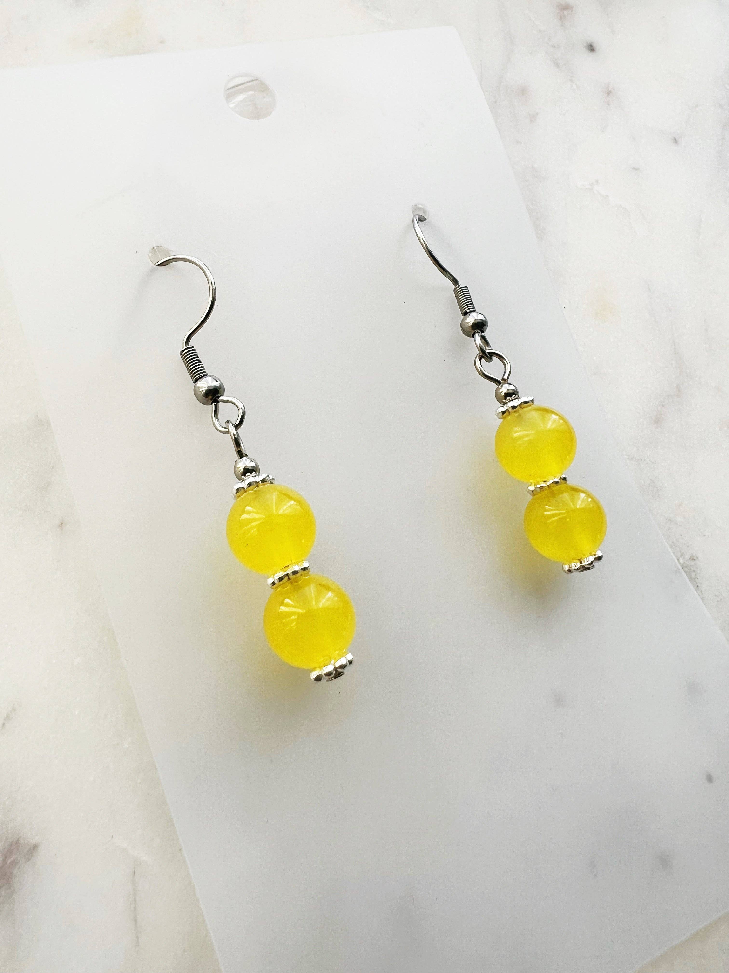 Sunshine Yellow Vintage Glass Bead Earrings
