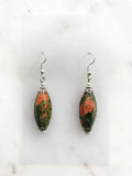 Tibetan Silver Unakite Crystal Earrings