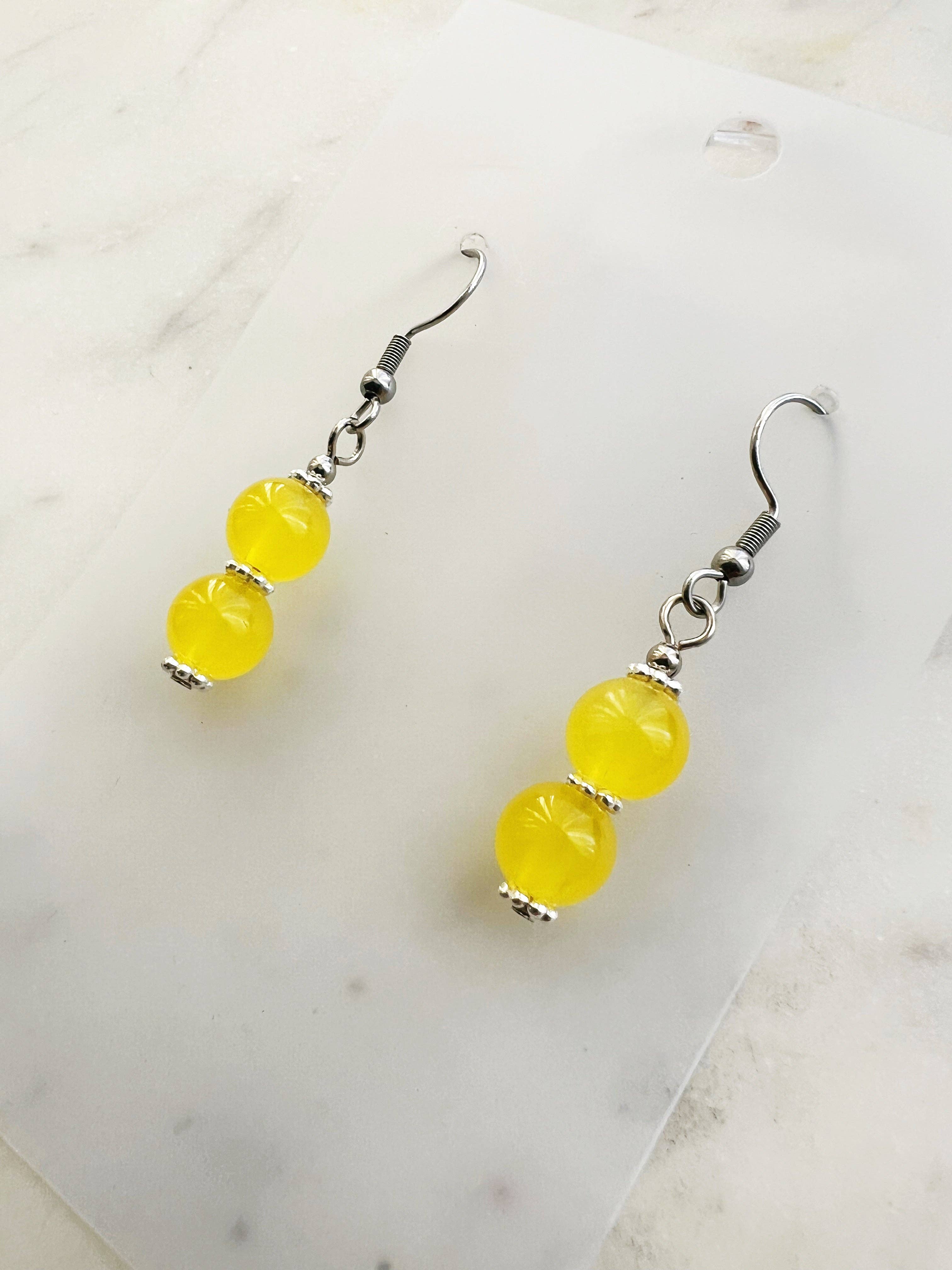 Sunshine Yellow Vintage Glass Bead Earrings