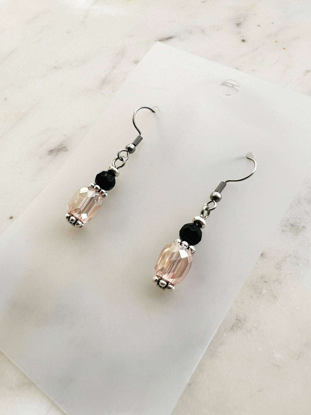 Blush Crystal & Midnight Black Glass Earrings