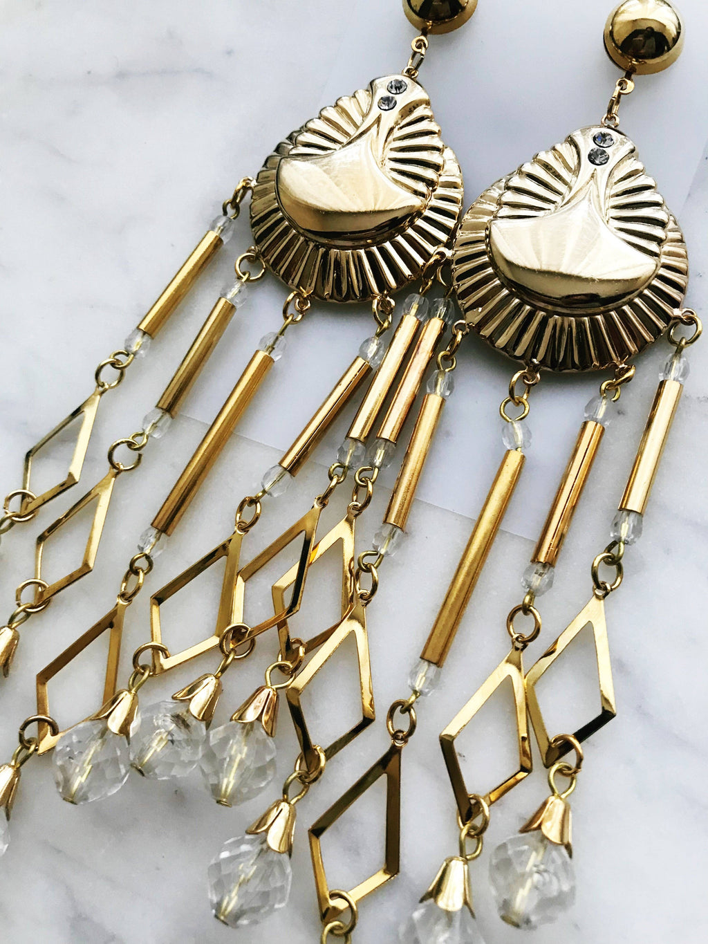 80s Large Gold Dangle Earrings
