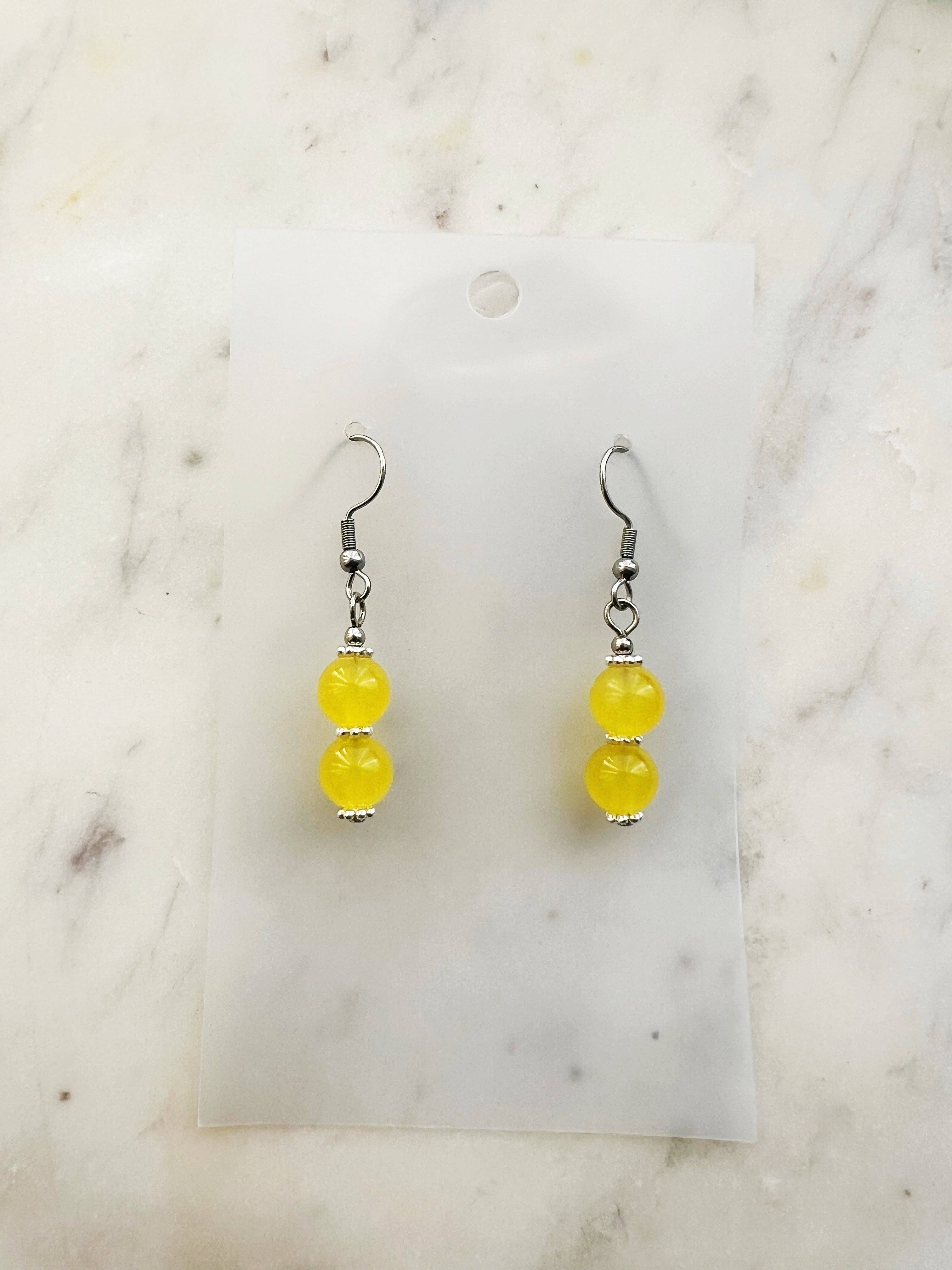 Sunshine Yellow Vintage Glass Bead Earrings